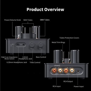 Amplificateur casque à tube à vide Fosi Audio GR70, amplificateur casque rétro classe A avec pré<span class=keywords><strong>ampli</strong></span> mini Hifi 5654W*2 - Product Image 6