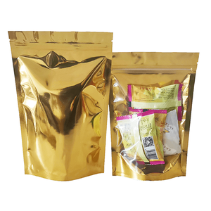 Sacs Plastiques à Fermeture Éclair Brillant avec Fenêtre et Finition Dorée pour Emballage Alimentaire, Pochettes Doypack - Product Image 1