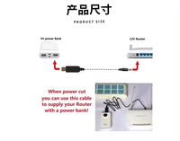 Pabrik grosir disesuaikan panjang DC step up transformer 5V untuk 9V 12V 500ma boost converter power 5.5*2.1mm kabel USB