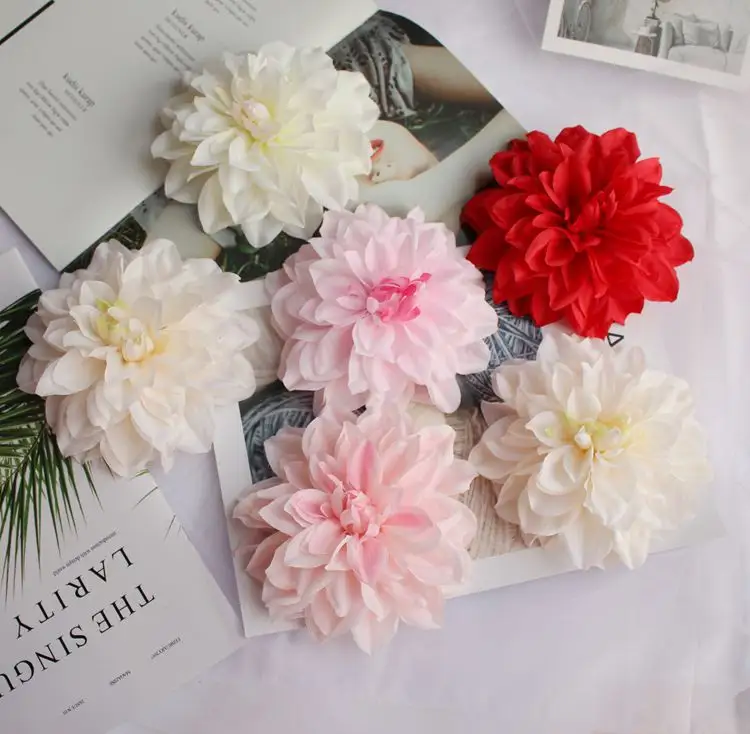 Düğün dekoratif ucuz yapay çiçek kafa ipek gül çiçek kafa boyutu 15cm