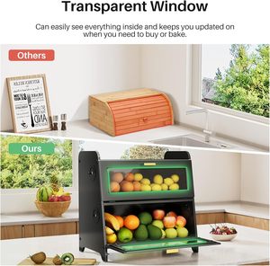 <span class=keywords><strong>Boîte</strong></span> <span class=keywords><strong>à</strong></span> <span class=keywords><strong>Pain</strong></span> Double Étage <span class=keywords><strong>en</strong></span> Bambou pour Plan de Travail de Cuisine <span class=keywords><strong>avec</strong></span> Fenêtre <span class=keywords><strong>en</strong></span> Acrylique, <span class=keywords><strong>Planche</strong></span> <span class=keywords><strong>à</strong></span> <span class=keywords><strong>Découper</strong></span> <span class=keywords><strong>en</strong></span> Bambou et Trou d'Aération - Product Image 6