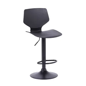 Home Restaurant Coffee High Pp Seat Bar Chair Plastic Swivel Bar Stool With Metal Base