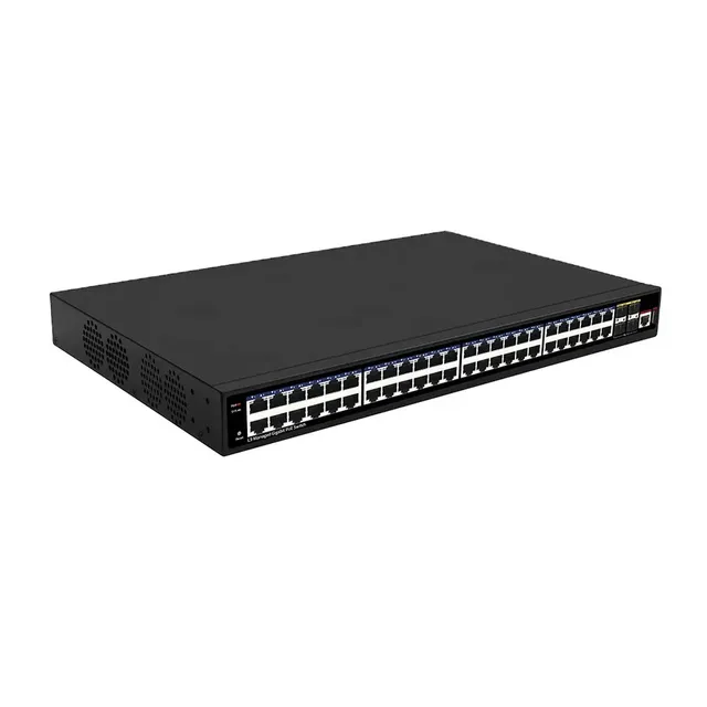 48-Port Enterprise Network Switch with 4x10G SFP+ Ports 48x10/100/1000M PoE Ports L3 Management Data Center Use IEEE 802.3af/at