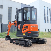 Mini-excavatrice de 2,5 tonnes Derette RT25 certifiée CE, excavatrice sur chenilles avec cabine fermée et climatisation pour l'Europe
