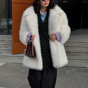 Nuevo Abrigo de Piel de Conejo Personalizado de Alta Calidad para Mujer, Elegante, Casual, Holgado, con Solapa, Talla Grande, Abrigo de Piel Cálido para Invierno - Product Image 2