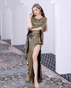 Traje Casual de Danza del Vientre, <span class=keywords><strong>Vestido</strong></span> Largo Estilo <span class=keywords><strong>Egipcio</strong></span> Folclórico Saidi, Incluye Bastón, para Presentaciones de Verano para Mujeres - Product Image 6