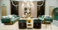 Italienisches Luxus-Zweisitz-Sofa Grünes echtes Leder im minimalist ischen Stil Villa Möbel Wohnzimmer Sofa