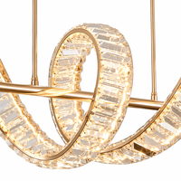 Lustre LED Artful Crystal Wave en or, ruban facetté, lumière chaude, moderne, pour salon et salle à manger, pièce maîtresse sur mesure, œuvre d'art noble et majestueuse