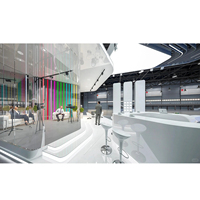 Stand en bois personnalisé d'occasion pour exposition Europe, États-Unis, Dubaï avec comptoir d'accueil – Service complet de conception et de construction professionnel