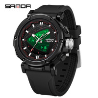 Montre électronique à quartz pour homme, double chronomètre, alarme, date, jour, affichage lumineux, style sport vintage, bracelet en acier inoxydable