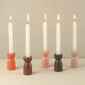 Red Pink Lavanda Custom Design Faiança Cerâmica Pequeno Mini Taper Candle Holder Para Festa De Casamento Natal