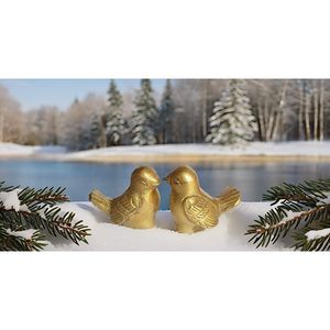 PARIJAT HANDICRAFT's Cute Birds Brass Figurine Pair Sparrow Showpiece para decoración del hogar Sala de estar Estante de pared Decoración de oficina - Product Image 1