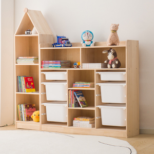 Nouveau design, étagère en bois, <span class=keywords><strong>rangement</strong></span> de jouets, organisateur d'armoire de <span class=keywords><strong>rangement</strong></span> pour enfants avec bacs en plastique - Product Image 3