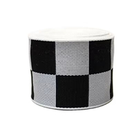 Ruban Jacquard en Polyester Imprimé Bicolore Écologique Personnalisable en Usine, 3,8 cm, Motif Écossais Noir et Blanc, Chevron, pour Vêtements
