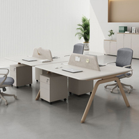 Postes de travail modulaires élégants, bureau de bureau moderne avec rangement à cloisonnement pour une solution de mobilier de bureau écologique tout-en-un