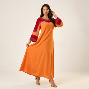 New Arrival Abaya <b>Dress</b> Pink Floral Hotfix Four Way Stretch <b>Long</b> Flare Sleeve Maxi <b>for</b> <b>Eid</b> Gathering Boutique Display Soft Fit - Product Image 1