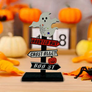 ของตกแต่งโต๊ะทำงานวันฮาโลวีน - ผีสุดหลอนพร้อมป้ายถนน "Haunted Hwy/Ghost Alley/Boo St" สำหรับตกแต่งบ้าน สำนักงาน หรืองานปาร์ตี้ - Product Image 6