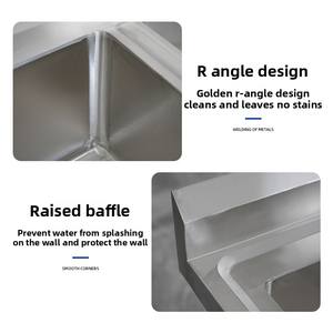 Commerciële dubbele roestvrijstalen multifunctionele verdeelbak voor het wassen van groenten voor hotelkantines en keukens. - Product Image 2