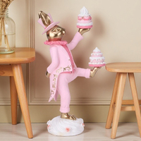 Redeco Promotion Figurine en résine Lapin rose doré mignon, design fête de desserts, lapin ballerine pour décoration de table à la maison