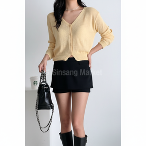 Cardigan in maglia con scollo a V pastello per la collezione di biscotti da donna - Product Image 1