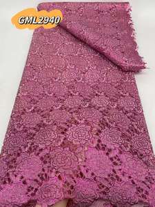 2025 Cordón de guipur Soluble en agua tela de encaje multicolor Rosa tela bordada Venta caliente encaje africano para mujeres vestidos de fiesta - Product Image 3