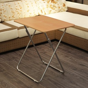 Folding Table Rectangular 73cm X 50cm Aluminum Base Cross Design Outdoor Use Minimalist Style Coffee Brown - Product Image 1
