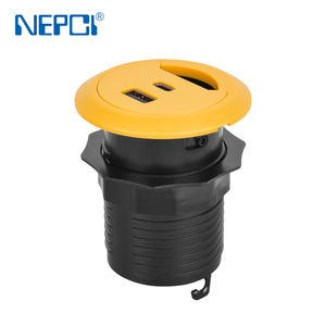 <span class=keywords><strong>Prise</strong></span> de courant USB intégrée de style européen avec câbles DC-06U-65AC, design compact avec une grande capacité de 65 W, jaune - Product Image 2