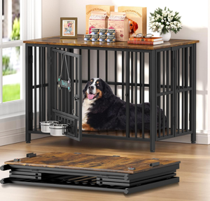Mangkuk anjing kayu lipat Modern furnitur dapat diatur mangkuk nama Tag akhir meja untuk anjing besar (35-60 Lb) tidak ada perakitan ruang tamu - Product Image 1