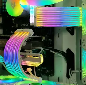 COOLMOON kabel komponen pc gaming, ekstensi kabel pc strip led neon argb komputer rgb mendukung rgb