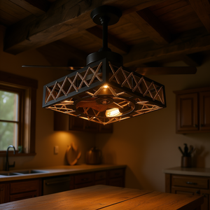 Ventilateur de plafond LED industriel encastré, 3 pales, moteur DC, télécommande, 6 vitesses, silencieux, lumière chaude 2700K pour cuisine et salle à manger - Product Image 2