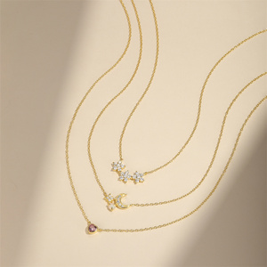 Collier pendentif cœur scintillant en zircon tendance Star S925 pour fille - Product Image 2