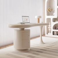 Bureau de direction moderne de luxe or et blanc, cadre en bois, surface en céramique/verre, durable, ergonomique, design élégant pour le bureau à domicile