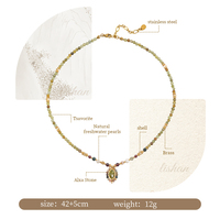 Collier unique de conception nouvelle, perles de tsavorite naturelle, coquillages, perles d'eau douce, collier fait main, pendentif bohème en pierres précieuses pour femmes