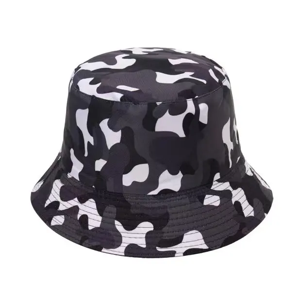 Custom Black Camo Camouflage Bucket Hat Snow Camo Bucket Hat Men Women