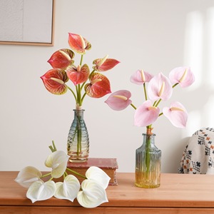 Bouquet d'Anthurium Artificiel CallaFloral en PVC Caoutchouc Souple Blanc Rose Rouge Vert Violet Décoration de Mariage Artisanat Style INS - Product Image 2