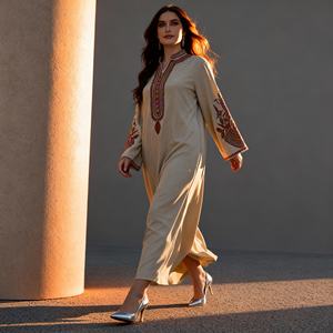 Luxury Modest Elegant Long Maxi Embroidery Polyester Custom Abaya <b>Dress</b> <b>for</b> Muslim <b>Women</b> Evening Party Wear - Product Image 3