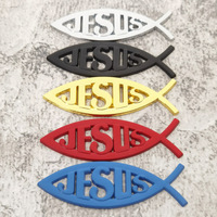 Emblème de voiture 3D en métal Poisson de Jésus, symbole chrétien Ichthys, badge auto-adhésif, autocollant décoratif extérieur pour voiture