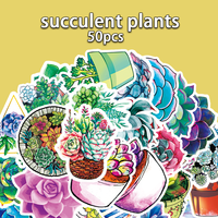 50 pegatinas de plantas suculentas para PVC, pegatinas impermeables para coche, teléfono móvil, portátil, botella de agua