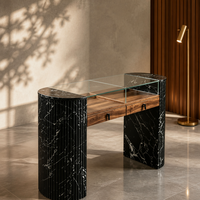 Vitrine de présentation de bijoux de luxe GZowin, texture marbre noir, armoire en bois, couleurs personnalisables, équipée de tiroirs de rangement