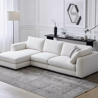 Modernes Sofa aus Leinenstoff, übergroße 3-Sitzer-Eckcouch mit abnehmbaren Kissen für das Wohnzimmer