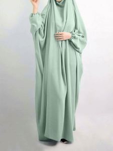 Abaya longue en laine tissée pour femmes, manches longues, vêtements musulmans islamiques, hijab décontracté - Product Image 5