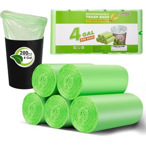 ถุงขยะย่อยสลายได้ ขนาด 4 แกลลอน 200 ใบ สีเขียว ถุงขยะขนาดเล็กอเนกประสงค์ - Product Image 1