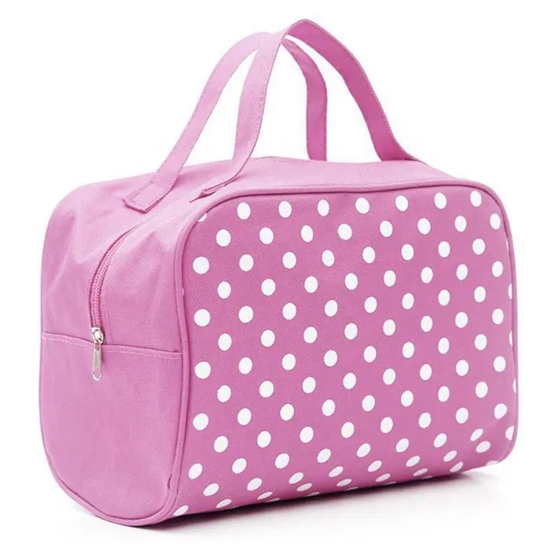Factory Direct New Arrival Small Dots Printing Pattern Cotton Makeup Bag With Metal Zipper