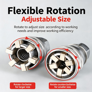 Clé à douille universelle réglable, douille de 10 à 19 mm avec adaptateur de perceuse de 3/8 pouces, compatible avec les hexagonales pour la réparation automobile - Product Image 2