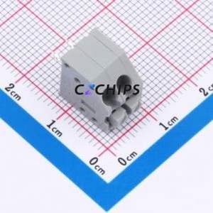 250-102 Spring Terminal Block Through hole Component (THT),P=3.5mm Connector 1x2P 3.5mm Gray 2P - Product Image 1