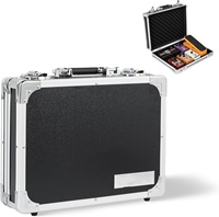 Kotak Pedal Gitar MINI+14, 14.96" X 11.02" X 3.94" Kotak Pedal Efek Aluminium dengan Pengunci dan Pita Perekat