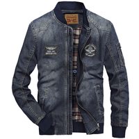 Haute à la mode grande taille hommes veste en jean 100% coton personnalisable fermeture à glissière techniques lavées Type ample support automne XL