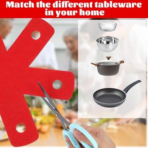 Protezioni per <span class=keywords><strong>pentole</strong></span>, protezione per padella più grande e più spessa, Set di 8 pastiglie per divisori rossi per proteggere e separare le <span class=keywords><strong>pentole</strong></span> - Product Image 3