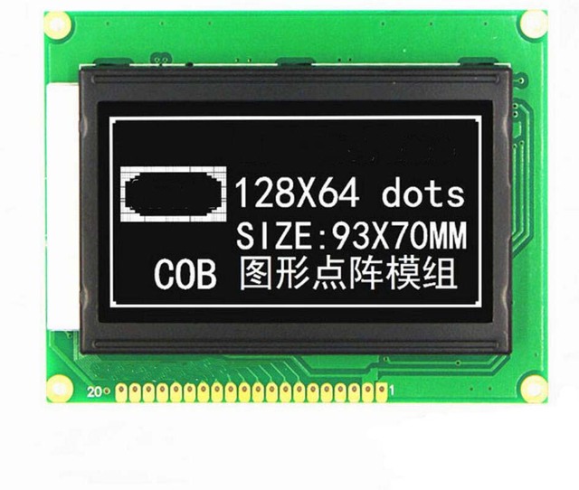 128X64 DFSTN LCD display white character on black 12864 graphic COB LCD module with 3.3V 5.0V blue yellow green and grey color