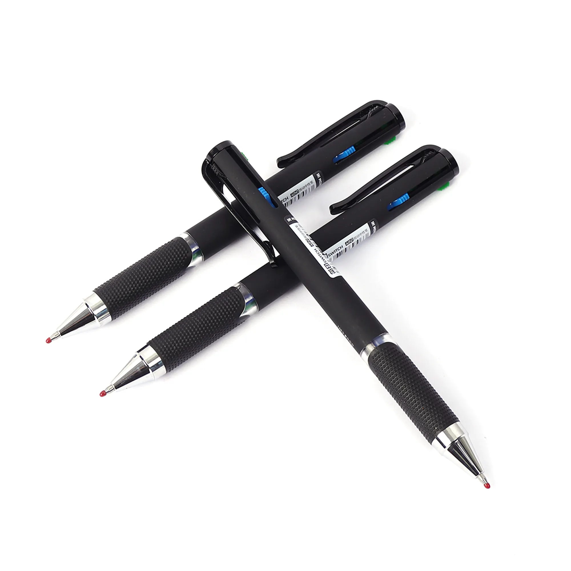 Disesuaikan hitam mewah 3 in 1 multi-warna pena bolpoin multi-fungsi pena bola dan Pensil mekanis dengan Logo